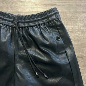 KARL LAGERFELD PARIS Faux Leather Drawstring Shorts XXS